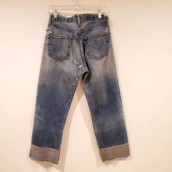 Levi's Big E Cropped Cuffed Selvedge Jean's Size 30x25.5 RARE